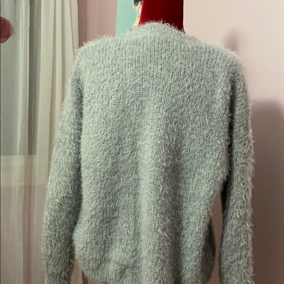 “Pink Rose” Grey fuzzy sweater. Size M and L - Picture 3 of 7